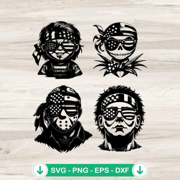 Horror Characters 4th Of July SVG file for Cricut cutting machine
