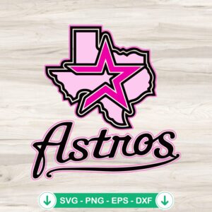 Pink Astros Baseball SVG file for Cricut cutting machine