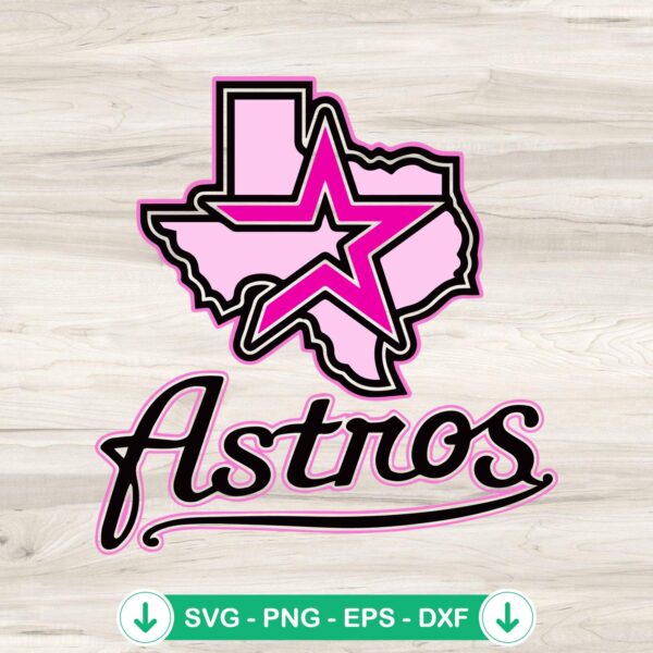 Pink Astros Baseball SVG file for Cricut cutting machine