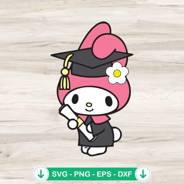 My Melody Graduation Cap SVG file for cricut cutting machine