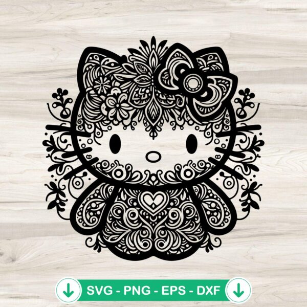 Mandala Hello Kitty SVG file for cricut svg cutting file