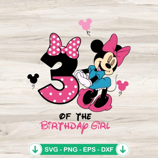 Minnie 3rd Birthday Girl SVG file - cricut svg cut file