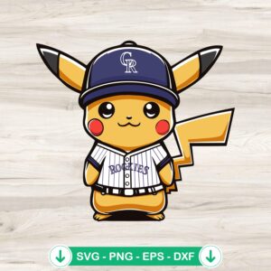 Pikachu Colorado Rockies baseball team svg file for cricut