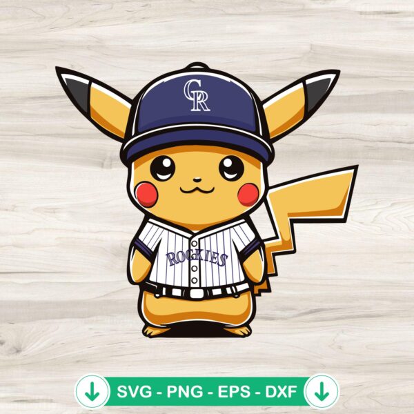 Pikachu Colorado Rockies baseball team svg file for cricut