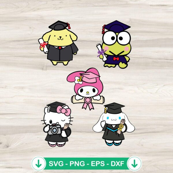 Graduation Cap SVG file featuring Hello Kitty - cricut svg cut file