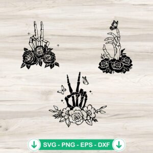 mockup-84420.jpg Skeleton Peace Hand Sign Floral SVG file for cutting machine