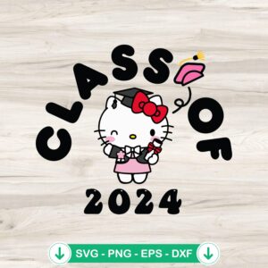 Hello Kitty Class of 2024 svg file for cutting machines