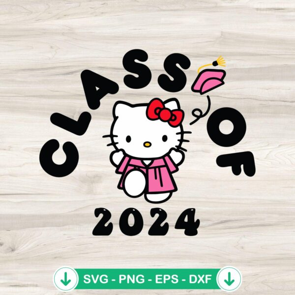 Hello Kitty Class Of 2024 svg file for cricut cutting machine