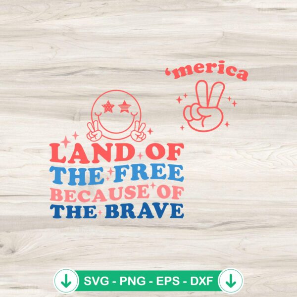 Retro Land Of The Free SVG file for Cricut cutting machine