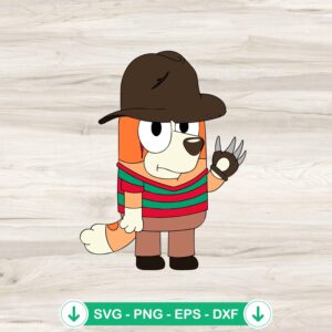 Bluey Bingo Horror Freddy Krueger SVG file for Halloween crafts, cricut svg cutting file