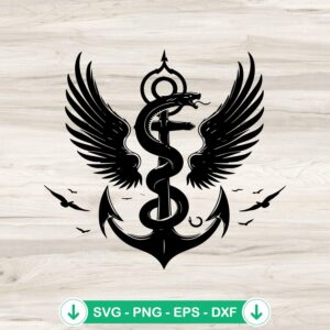 mockup-85016.jpg Snake Rope Anchor SVG file with Angel Wings cut file