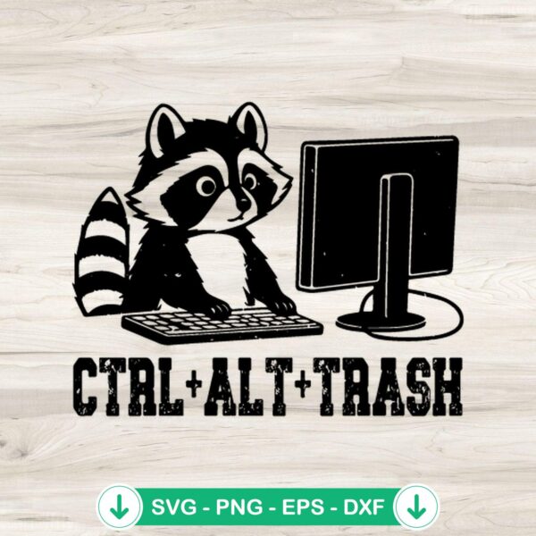 Ctrl ALT Trash Raccoon SVG file for cutting machines