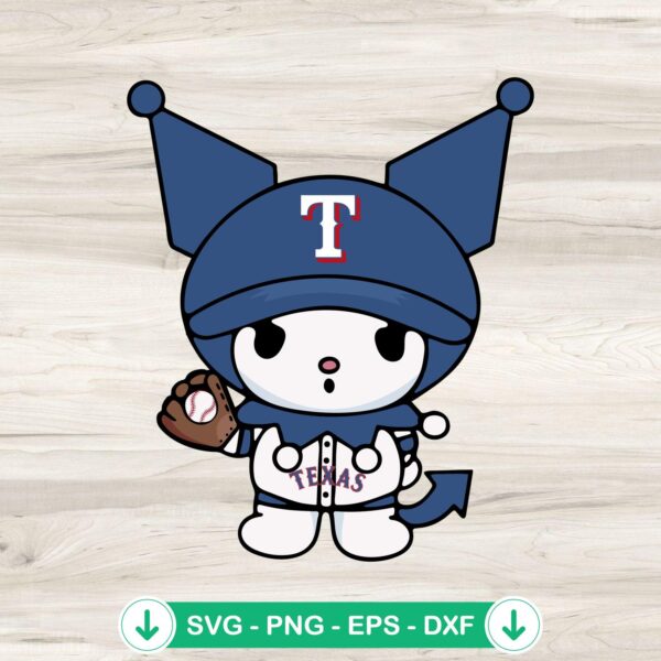 Kuromi Texas Rangers Baseball SVG file for cutting machines