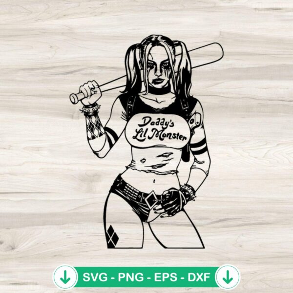 Harley Quinn Daddy's Lil Monster SVG file for cricut svg cutting