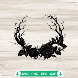 Gothic Roses Wreath SVG file for Cricut cutting machine
