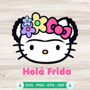 Hello Kitty Frida Kahlo SVG file for Cricut cutting machine