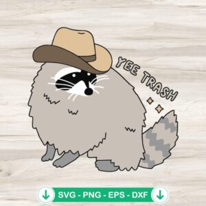 mockup-93767.jpg Yee Trash Raccoon Cowboy SVG file, cricut svg, cutting file
