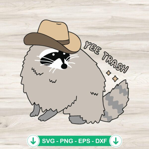 Yee Trash Raccoon Cowboy SVG file, cricut svg, cutting file