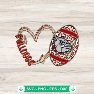 Bulldogs Leopard Heart Football SVG file, cricut svg, cutting file