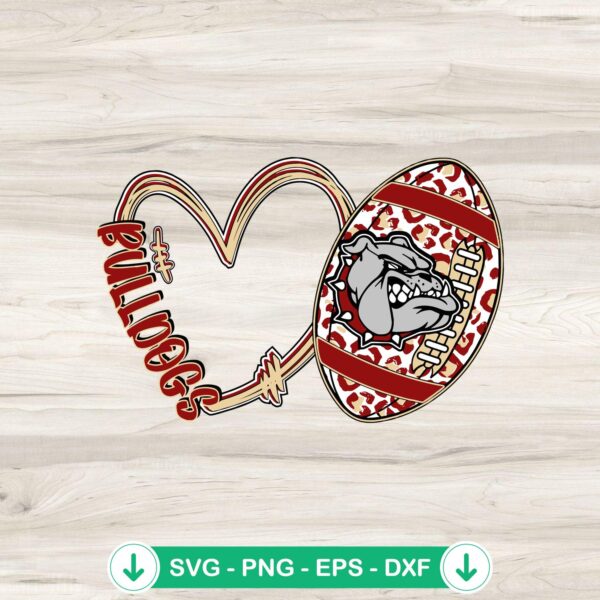 Bulldogs Leopard Heart Football SVG file, cricut svg, cutting file