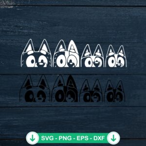Bluey Heeler Family Peeking SVG file for Cricut cutting machine