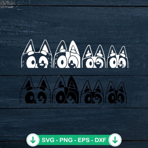 Bluey Heeler Family Peeking SVG file for Cricut cutting machine