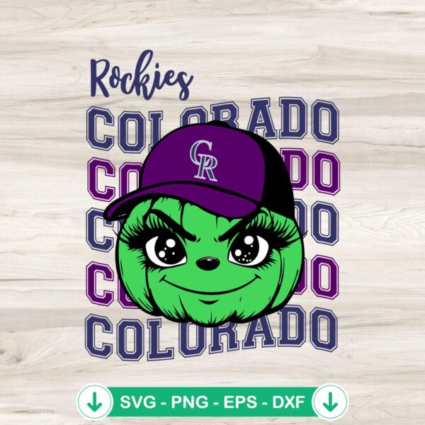 Grinch Face Colorado Rockies Baseball SVG file for cutting machines