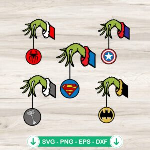 Grinch Superheroes Ornament svg file for Cricut cutting file