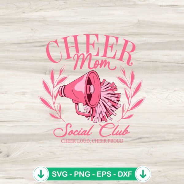 Cheer Mom Social Club SVG file for Cricut cutting machine