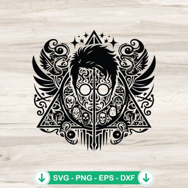 Harry Potter Mandala Face Logo SVG file for Cricut cutting machine