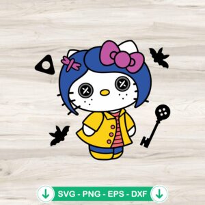 Hello Kitty Coraline SVG file for Halloween cut project