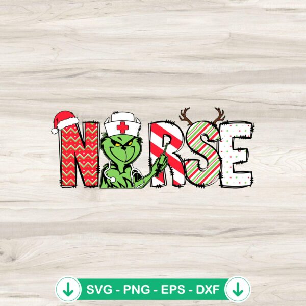 Grinch Nurse SVG file, Christmas theme cutting file