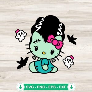 Hello Kitty Frankenstein SVG file for Halloween DIY projects