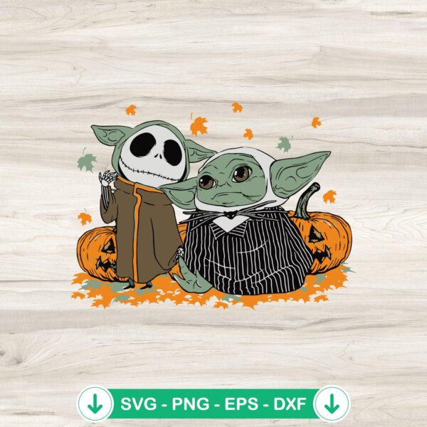 Jack Skellington and Baby Yoda Halloween SVG file for Cricut