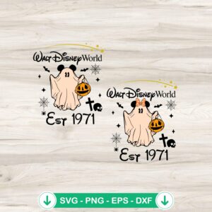 Walt Disney Halloween SVG file featuring Mickey and Minnie ghosts