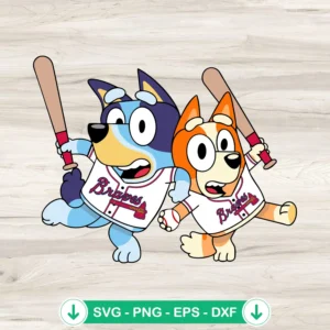 Bluey Bingo Atlanta Braves SVG file for Cricut cutting machine
