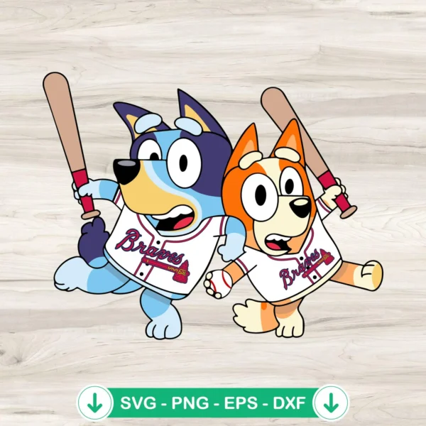 Bluey Bingo Atlanta Braves SVG file for Cricut cutting machine