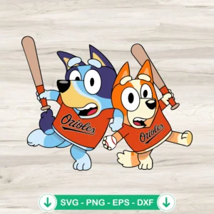 Bluey Bingo Baltimore Orioles svg file for cutting file