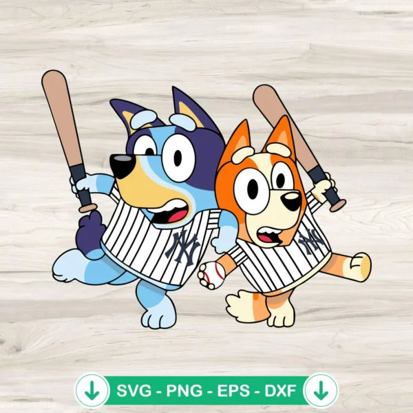 Bluey Bingo New York Yankees svg file for cricut cutting projects