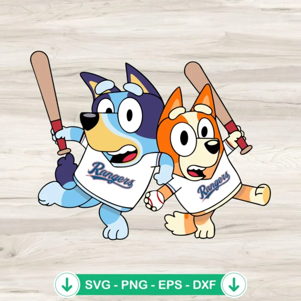 Bluey Bingo Texas Rangers SVG file cut file for Cricut