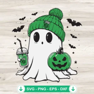 Boo Ghost Slytherin Hogwarts House SVG file for Cricut