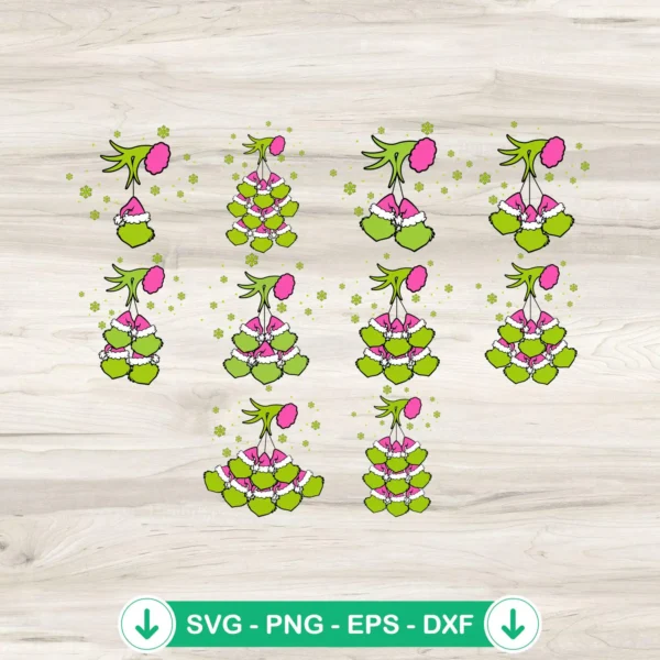 Grinch Hand SVG file bundle for Christmas DIY projects