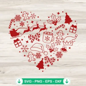 Christmas Heart SVG file for DIY projects, cutting file