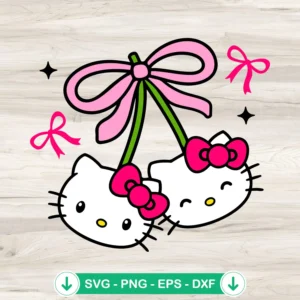 Coquette Bow Cherry Hello Kitty SVG file for Cricut