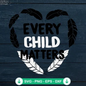 Every Child Matters Feathers Heart svg file for cricut