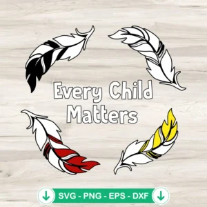Every Child Matters colorful feather svg file for cutting machine