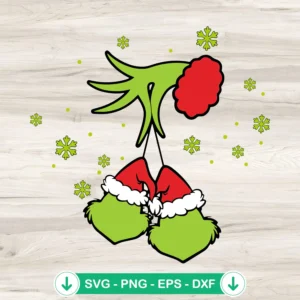 Grinch Hand Holding Grinch Face Ornament SVG cut file
