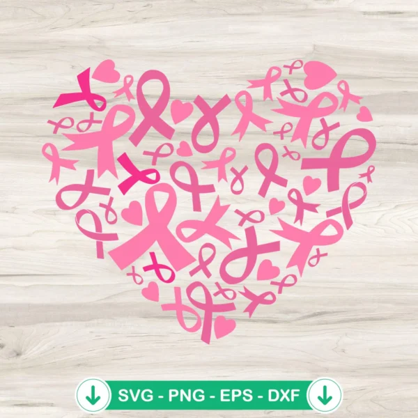 Heart Cancer Ribbons SVG file for Cricut cutting machine