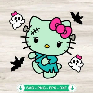 Hello Kitty Frankenstein Monster SVG file for Cricut cutting machine