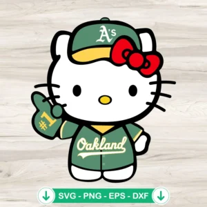 Hello Kitty Oakland Athletics SVG file for Cricut cutting